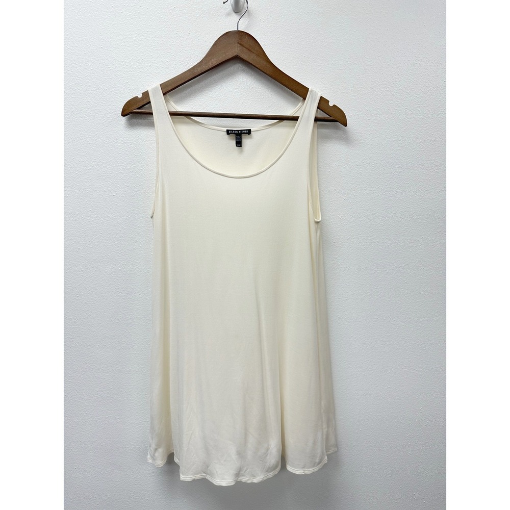 Eileen Fisher Minimalist Capsule Silk Scoop Tank Ivory M